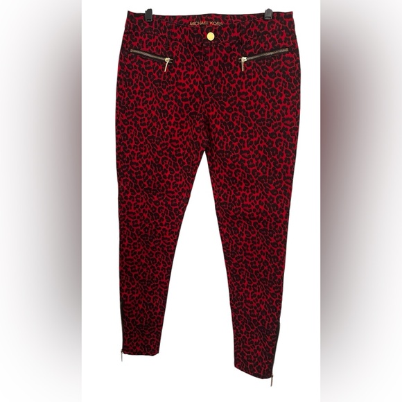 Michael Kors Denim - Micheal Kors Cheetah Print Skinny Jeans-Red